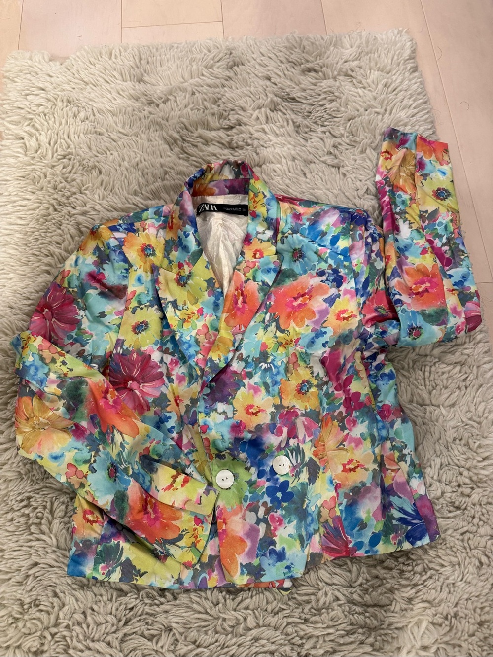 Zara Vibrant Multicolor Floral Blazer